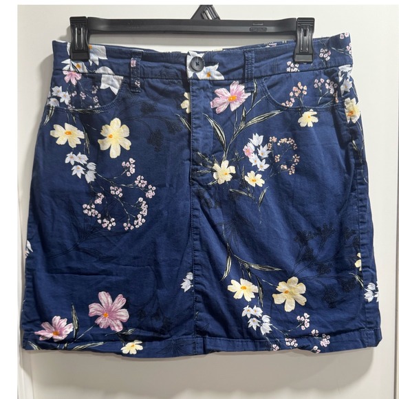 croft & barrow Pants - Croft & Barrow Navy Blue Floral Skort Womens Size 12 Cotton Blend Mini Skirt